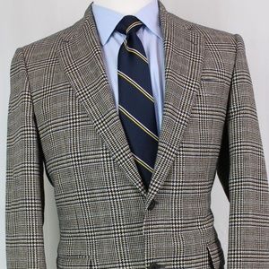 38R Hickey Freeman Plaid Gray Wool Men's Sport